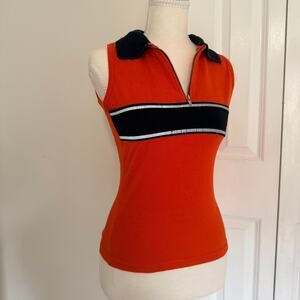 Y2K Sporty Chic Quarter-Zip Sleeveless Top Size Small